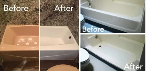 Before And After Bathtub Reglazing And Remodeling By Our Mesa Specialists